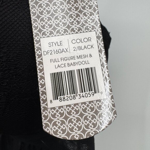 Daisy Fuentes 2X Black Full Figure Push-Up Lace & Mesh Babydoll Lingerie baby do - Picture 5 of 12